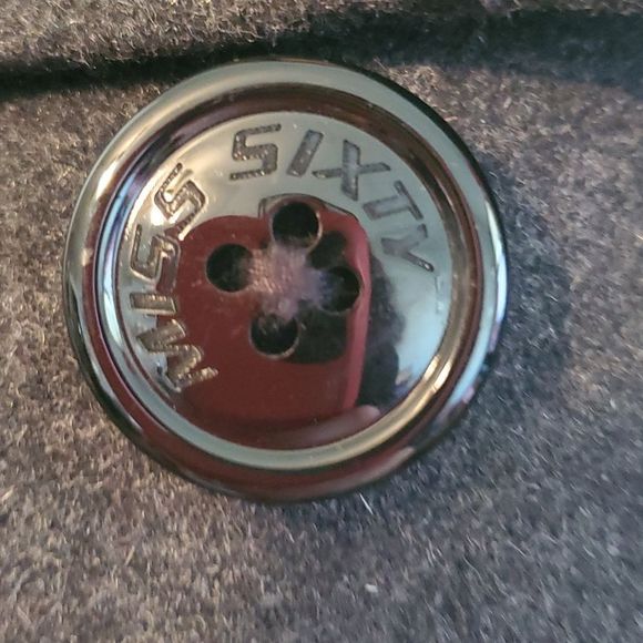 MISS SIXTY M60 Gray Envelope Collar Wool Pea-Coat Medium - Picture 8 of 13